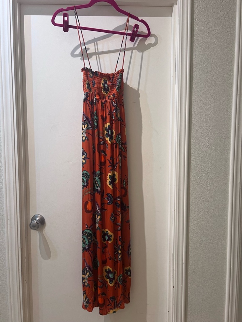 Maeve by Anthropologie Orange Floral Maxi Dress size XXS